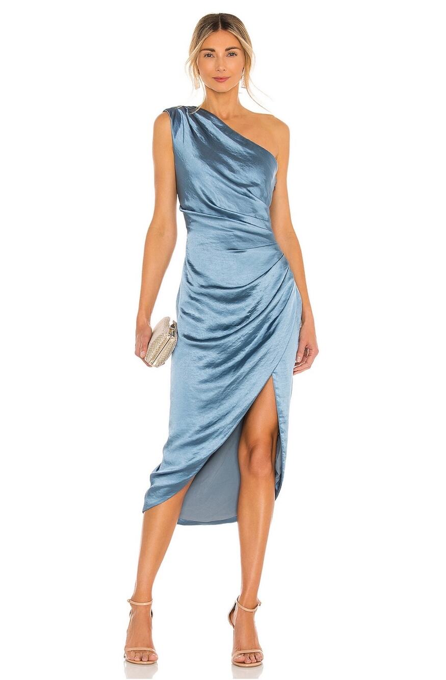 Elliatt Revolve Cassini Midi Dress in Cadet Blue Size Small